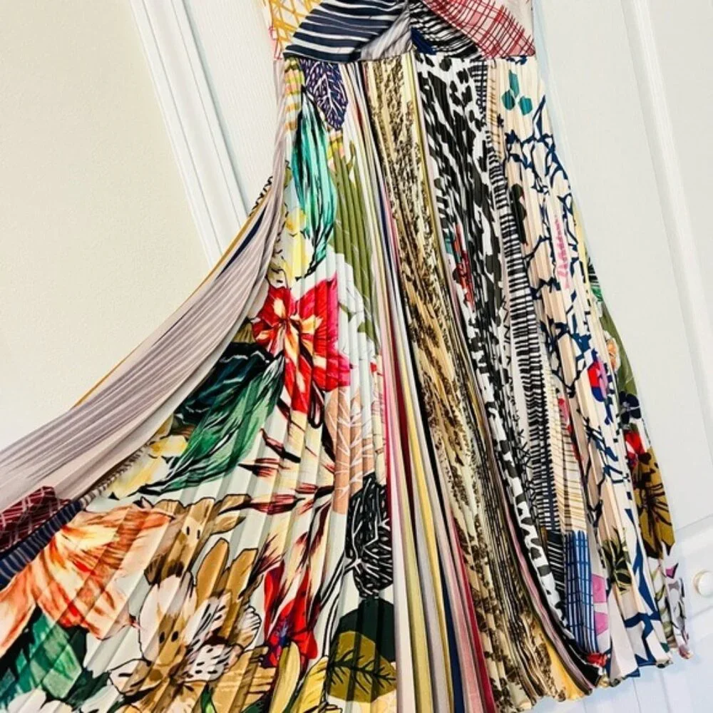 Anthropologie Geisha Designs Multicolor Pleated Jacinta Cocktail Dress Size 2 - Picture 11 of 11
